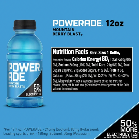 Powerade Mountain Berry Blast Bottled Electrolyte Sports Drink, 12 fl oz, 8 Count