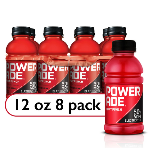 Powerade Fruit Punch Bottled Electrolyte Sports Drink, 12 fl oz, 8 Count