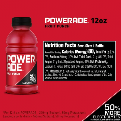 Powerade Fruit Punch Bottled Electrolyte Sports Drink, 12 fl oz, 8 Count