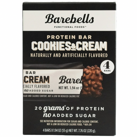 Barebells Protein Bars with 20g High Protein, 1.9oz Bars, Cookies & Cream, 4 Count