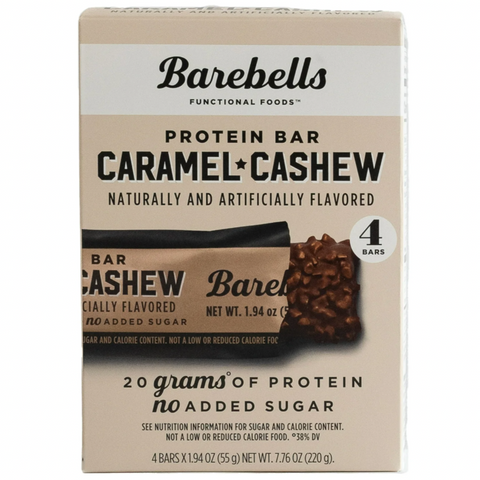 Barebells Protein Bars with 20g High Protein, 1.9oz Bars, Caramel Cashew, 4 Count