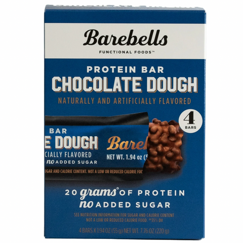 Barebells Protein Bars with 20g High Protein, 1.9oz Bars, Chocolate Dough, 4 Count