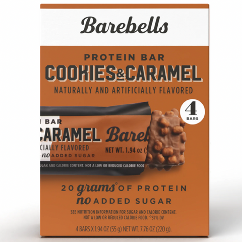 Barebells Protein Bars with 20g High Protein, 1.9oz Bars, Cookies & Caramel, 4 Count