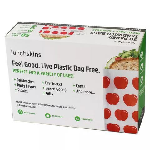 Lunchskins Recyclable & Sealable Paper Sandwich Bags, 50 Count