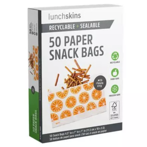 Lunchskins Recyclable Paper Snack Bags, 50 Count