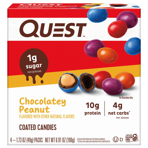 Quest Coated Candy Pieces, Chocolatey Peanut, High Protein, Gluten Free, 4 Count