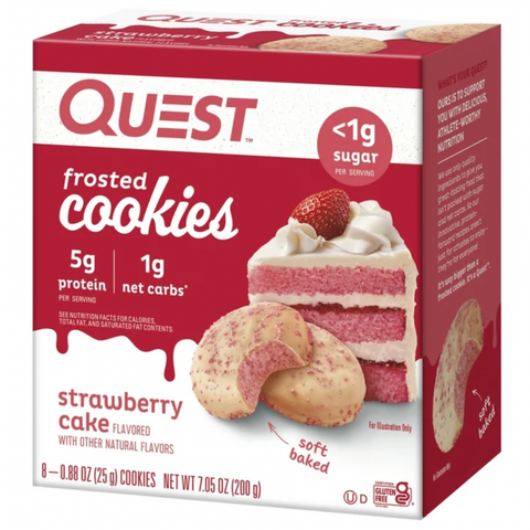 Quest Frosted Protein Cookies, Soft Baked, Strawberry Flavor, 8 Count