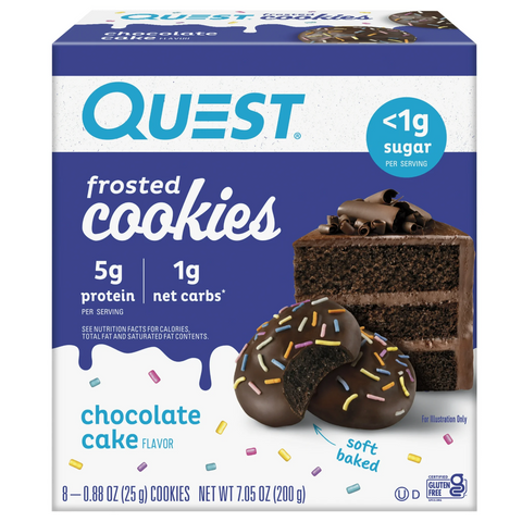 Quest Frosted Protein Cookies, Soft Baked, Chocolate Cake, 8 Count