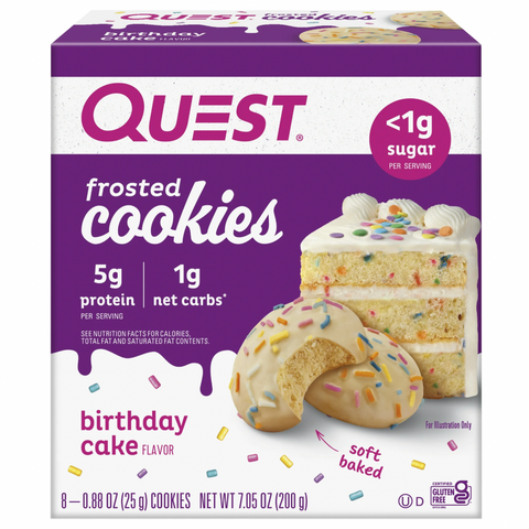 Quest Frosted Protein Cookies, Soft Baked, Birthday Cake, 8 Count