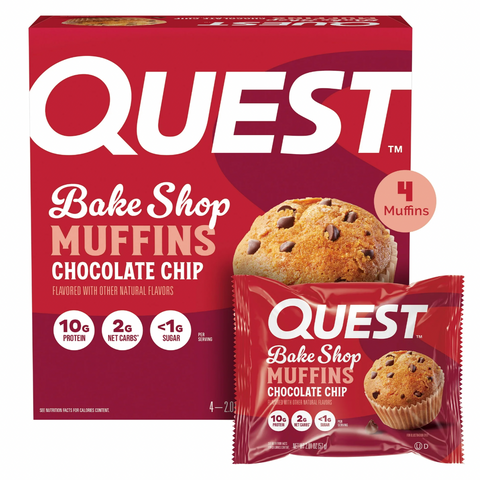 Quest Protein Bar, Chocolate Chip Muffin Flavor, 10g Protein, 4 Count