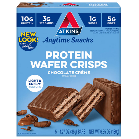 Atkins Protein Wafer Crisps, Chocolate Creme, Keto Friendly, 5 Count