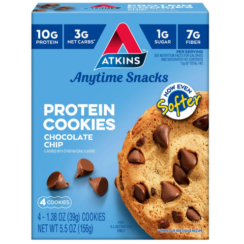 Atkins Chocolate Chip Protein Cookie, Keto Friendly, High Protein, 4 Count