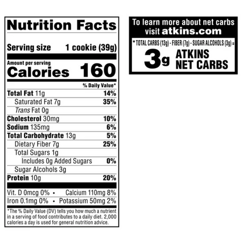 Atkins Chocolate Chip Protein Cookie, Keto Friendly, High Protein, 4 Count