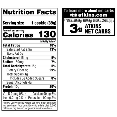 Atkins Peanut Butter Protein Cookie, Keto Friendly, High Protein, 4 Count