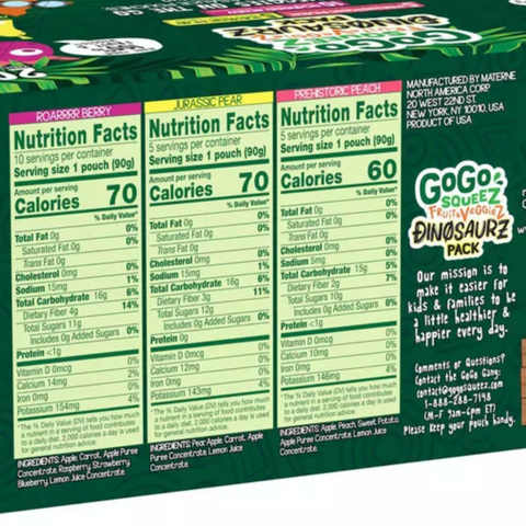 GoGo SqueeZ Fruit & VeggieZ Dino Variety Pack, 3.2oz, 20 Count