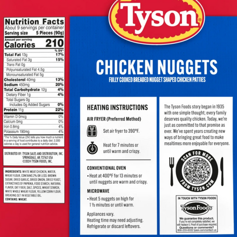 Tyson White Meat Chicken Nuggets, 1.81 lb