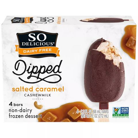 So Delicious Dipped Salted Caramel Cashew Milk Non-Dairy Frozen Dessert Bar, 9.2 fl oz, 4 Count