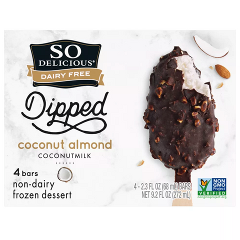 So Delicious Coconut Almond Minis Frozen Dessert Bars, 9.2 fl oz, 4 Count