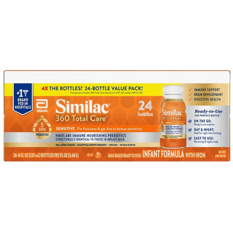 Similac 360 Total Care Sensitive Infant Formula Ready-to-Feed Bottle, 8 fl. oz, 24 Count