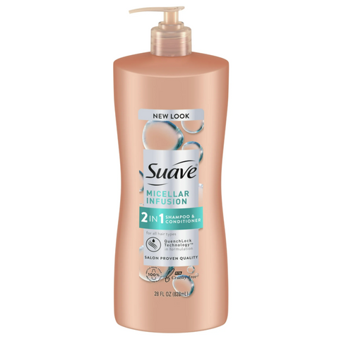 Suave Professionals Micellar Infusion 2-in-1 Shampoo & Conditioner, Moisturizing, All Hair Types, 28 fl oz