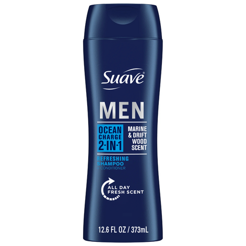 Suave Professionals Men 2-in-1 Shampoo & Conditioner, Moisturizing, Ocean Charge, 12.6 fl oz