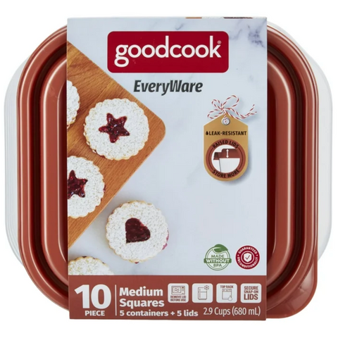 GoodCook EveryWare 2.9-cup Medium Square, 5 Pack