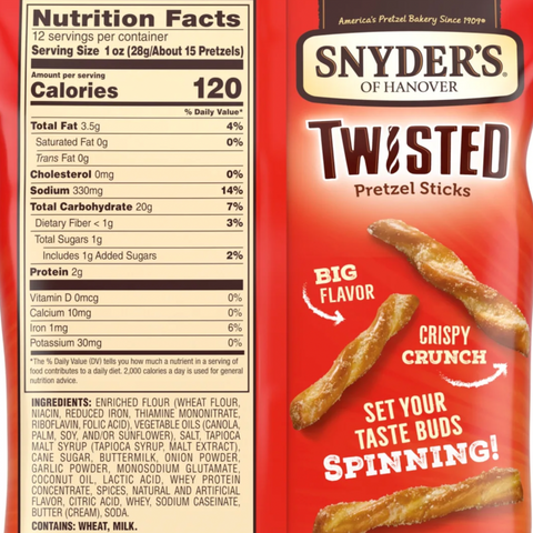 Snyder's of Hanover, Seasoned Twisted Pretzel Sticks, 12 oz