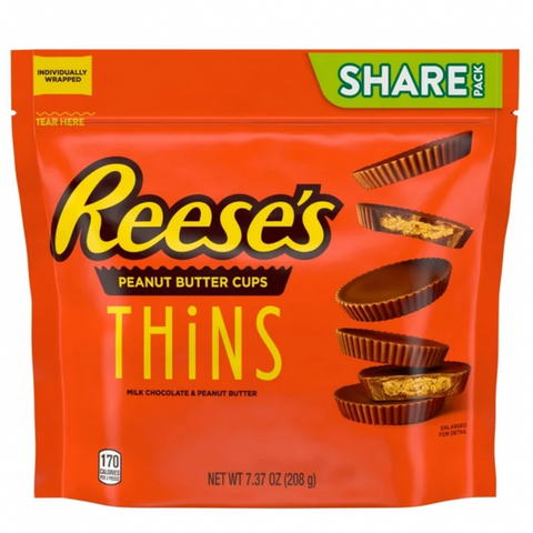 Reese's Thins Milk Chocolate Peanut Butter Cups Candy, 7.37 oz