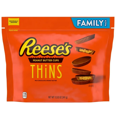 Reese's Thins Milk Chocolate Peanut Butter Cups Candy, Family Pack, 12.03 oz