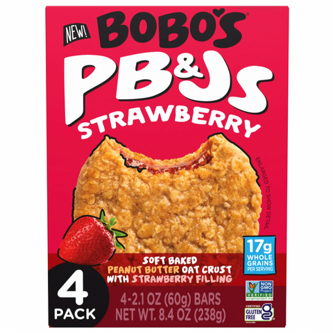 Bobo's PB&Js, Peanut Butter Oat Crust With Strawberry Filling, 4 Count