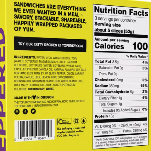 Tofurky Plant Based Peppered Deli Slices, 5.5oz, 15 Count