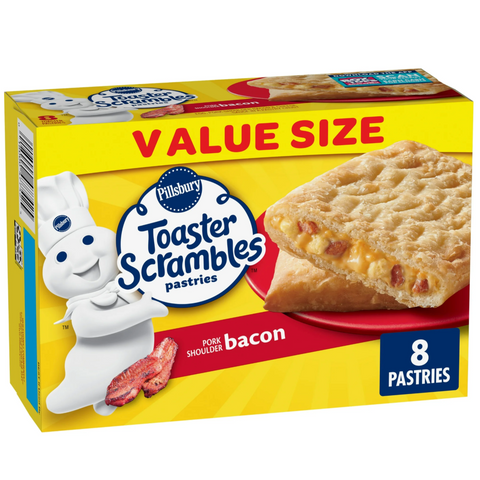 Pillsbury Bacon Toaster Scrambles, Frozen Breakfast Pastries, 14.4 oz, 8 Ct