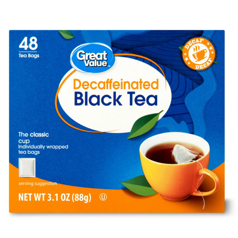 Great Value Decaffeinated Black Tea Bags, 3.1 oz, 48 Count