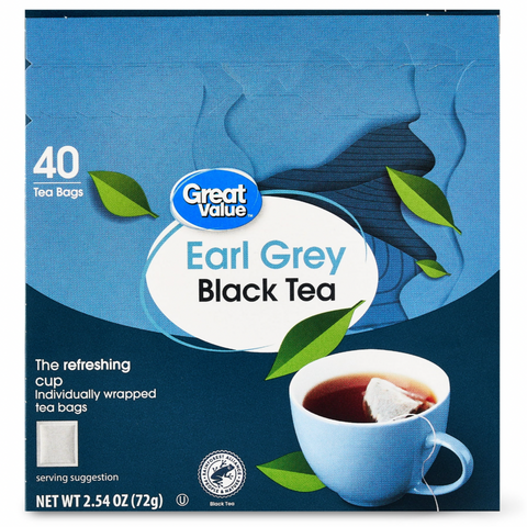 Great Value Earl Grey Black Tea, 2.54 oz, 40 Count