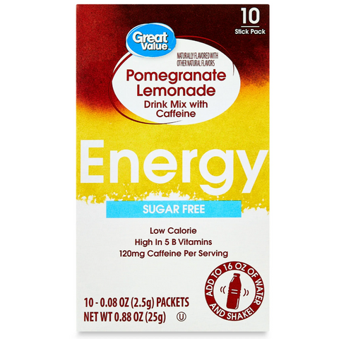 Great Value Energy Pomegranate Lemonade Drink Mix, 0.09 oz, 10 Count