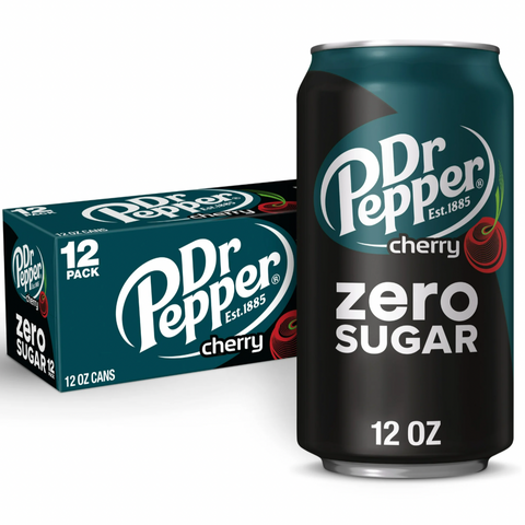 Dr Pepper Zero Sugar Cherry Soda Pop, 12 fl oz, 12 Count