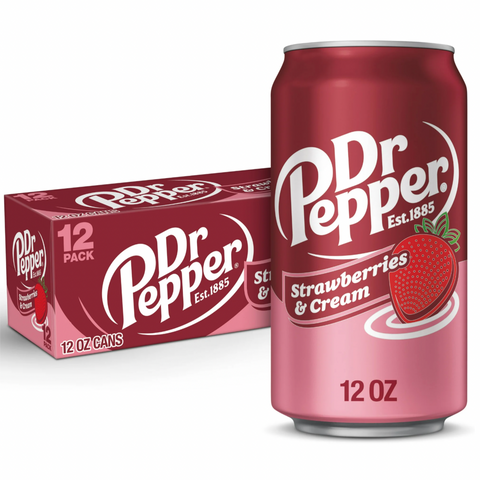 Dr Pepper Strawberries and Cream Soda Pop, 12 fl oz, 12 Count