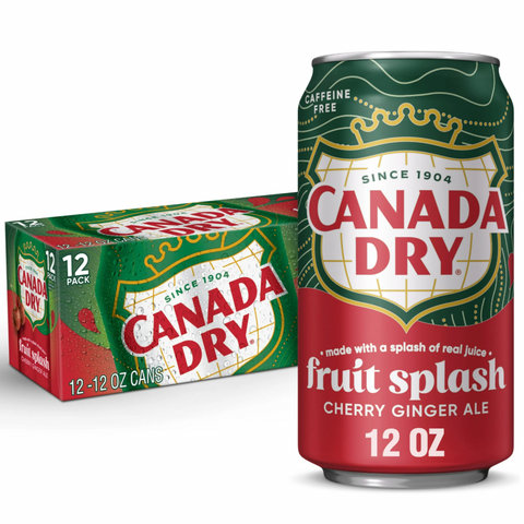 Canada Dry Caffeine Free Fruit Splash Cherry Ginger Ale Soda Pop, 12 fl oz, 12 Count