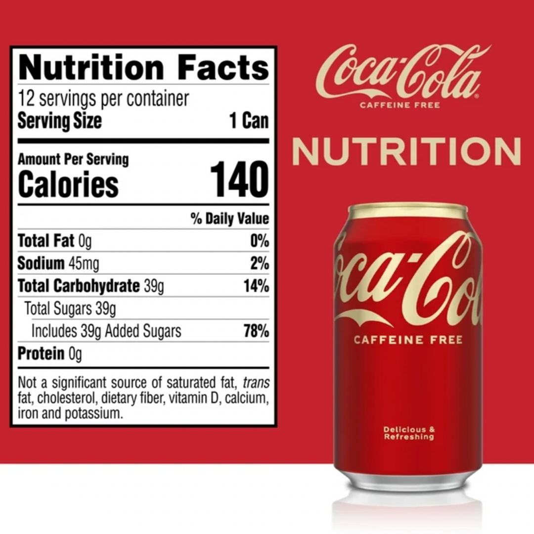Coca Cola Coke Caffeine Free Soda Soft Drink, 12 fl oz, 12 Count ...