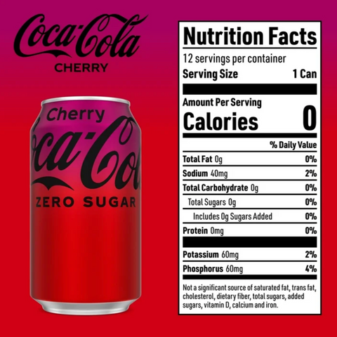 Coca-Cola Cherry Zero 12 fl oz Coke 0 Soda, 12 Pack