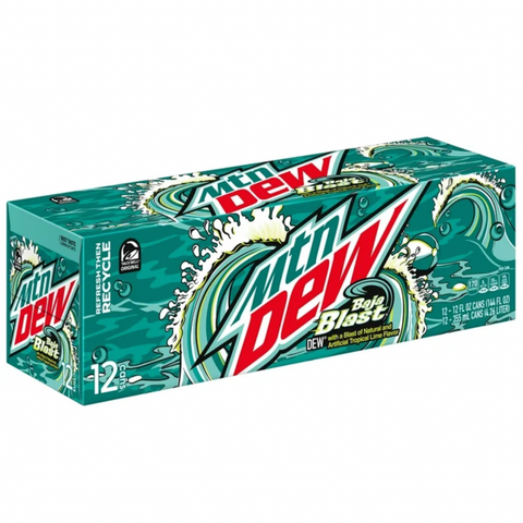 Mountain Mtn Dew Baja Blast Soda Pop, 12 fl oz 12 Count