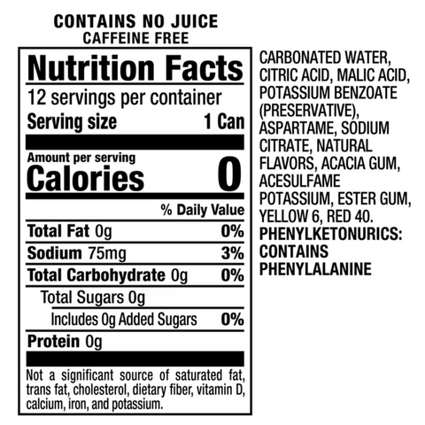 Crush Caffeine Free Zero Sugar Orange Soda Pop, 12 fl oz, 12 Count