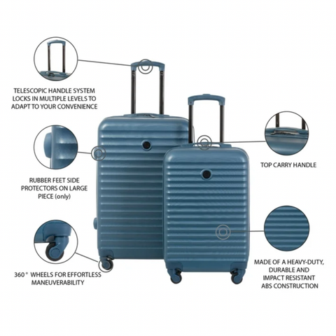 Protege 2 Piece Hard Side Luggage Set with Wheels, 25-inch Suitcase & Carry On Luggage Bag