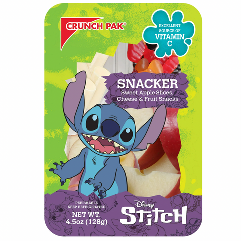 Crunch Pak Snack Disney Stitch with Fresh Sliced Sweet Apples, Cheese, and Fruit Chews, 4.5oz