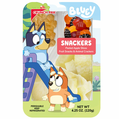 Crunch Pak Snack Featuring Bluey with Fresh Peeled Apples, Fruit Snacks, and Crackers, 4.25 oz