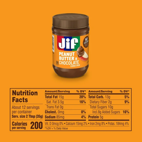 Jif Peanut Butter & Chocolate Flavored Spread, 15 oz