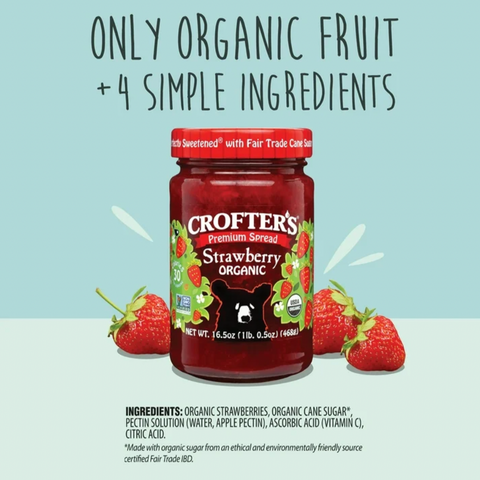 Crofter's Organic Strawberry Premium Fruit Spread, 16.5 oz