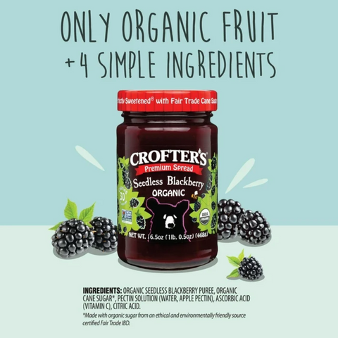 Crofter’s Organic Seedless Blackberry Premium Fruit Spread, 16.5 oz