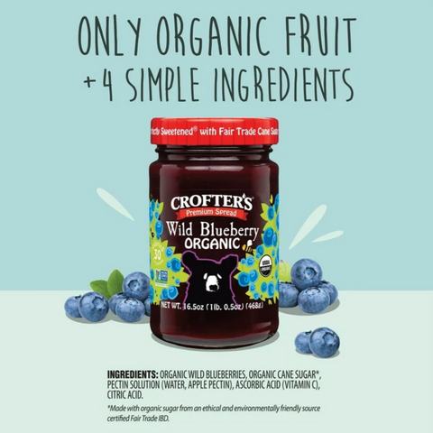 Crofter’s Organic Wild Blueberry Premium Fruit Spread, 16.5 oz