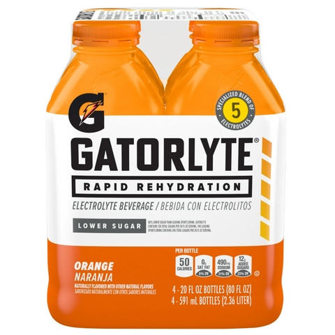 Gatorade Gatorlyte Orange Sports Drink with Electrolytes Beverage, 20 fl oz, 4 Count